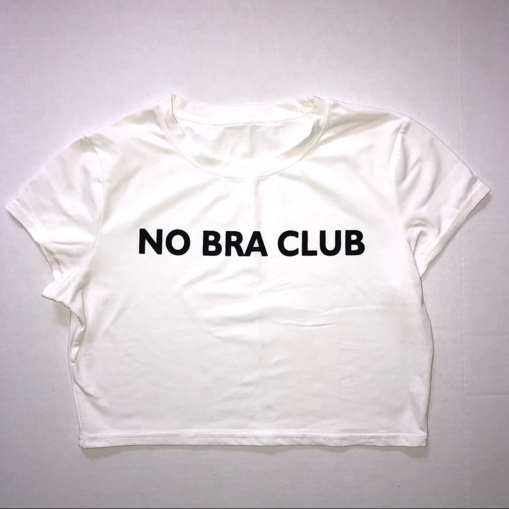 NO BRA CLUB White Short Sleeve Crop Tee Medium